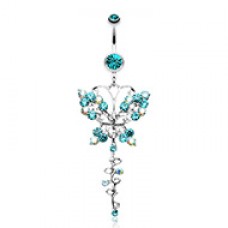Opulent Butterfly Multi-Gem Belly Button Ring