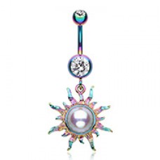 Radiant Blazing Sun Belly Button Ring