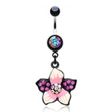 Hawaiian Luau Flower Multi-Gem Belly Button Ring