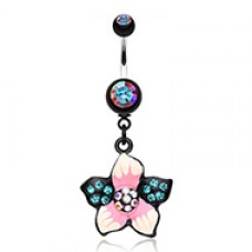Hawaiian Luau Flower Multi-Gem Belly Button Ring