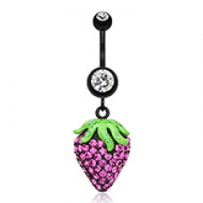 Sparkle Glitter Strawberry Belly Button Ring