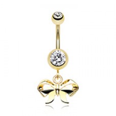 Golden Dainty Bow-Tie Belly Button Ring