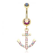 Golden Anchor Gem Sparkle Belly Button Ring