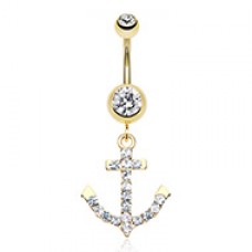 Golden Anchor Gem Sparkle Belly Button Ring