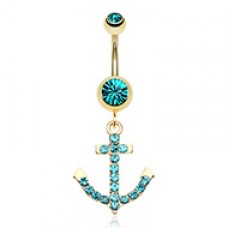 Golden Anchor Gem Sparkle Belly Button Ring