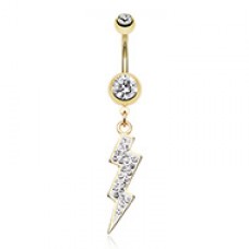 Golden Lightning Bolt Belly Button Ring