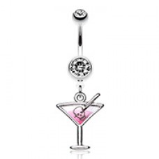Poison Skull Martini Glass Belly Button Ring
