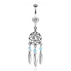Classic Beaded Dream Catcher Belly Button Ring