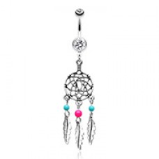 Classic Beaded Dream Catcher Belly Button Ring