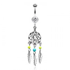 Classic Beaded Dream Catcher Belly Button Ring