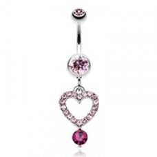 Delicate Heart Multi-Gem Belly Button Ring
