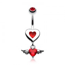 Charming Angel Heart Belly Button Ring