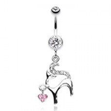 Glam Heart Kitty Belly Button Ring