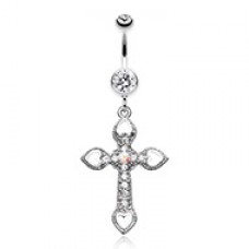 Cross Hearts Belly Button Ring