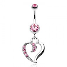 Sensual Heart Multi-Gem Belly Button Ring