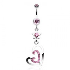 Star Double Loop Heart Belly Button Ring