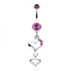 Duet Hearts Sparkle Belly Button Ring