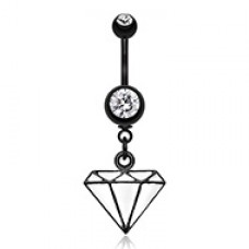 Blackline Urban White Diamond Belly Button Ring