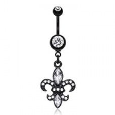 Blackline Fleur De Lis Belly Button Ring