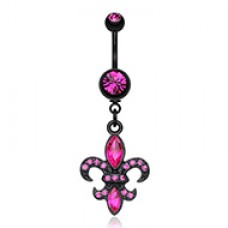 Blackline Fleur De Lis Belly Button Ring