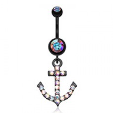 Blackline Anchor Gem Sparkle Belly Button Ring