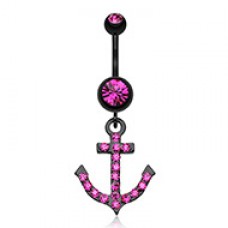 Blackline Anchor Gem Sparkle Belly Button Ring