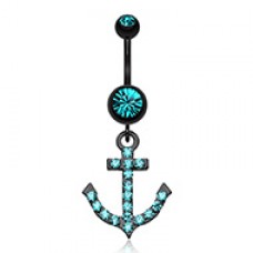 Blackline Anchor Gem Sparkle Belly Button Ring