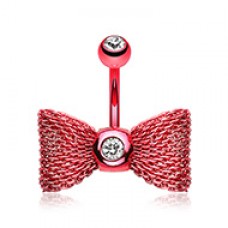 Colorline Mesh Bow-Tie Belly Button Ring
