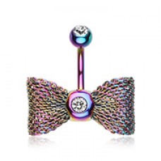 Colorline Mesh Bow-Tie Belly Button Ring