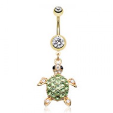 Golden Sea Turtle Belly Button Ring