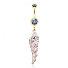 Golden Divine Angelic Wing Belly Button Ring