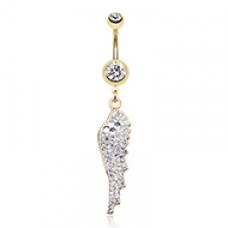 Golden Divine Angelic Wing Belly Button Ring