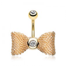 Adorable Mesh Bow-Tie Belly Button Ring
