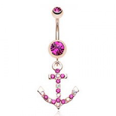 Rose Gold Anchor Dapple Sparkle Belly Button Ring