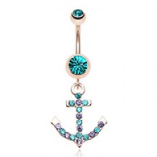 Rose Gold Anchor Dapple Sparkle Belly Button Ring