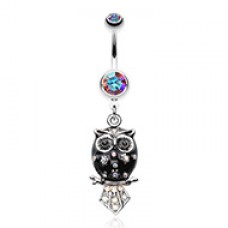 Sweet Blossom Owl Belly Button Ring