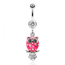 Sweet Blossom Owl Belly Button Ring