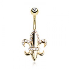 Golden Royal Fleur De Lis Belly Button Ring