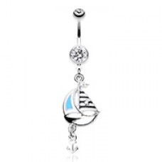 Classic Sail Boat Anchor Dangle Belly Button Ring