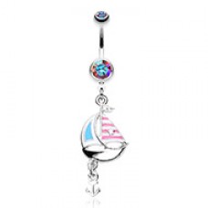 Classic Sail Boat Anchor Dangle Belly Button Ring