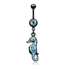 Electro Skeletal Seahorse Belly Button Ring