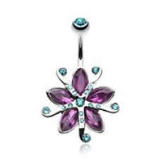 Glistening Lily Blossome Flower Belly Button Ring