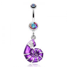 Vibrant Nautilus Seashell Belly Button Ring