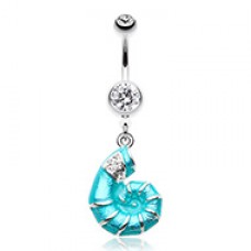 Vibrant Nautilus Seashell Belly Button Ring