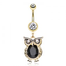 Golden Dusk Owl Belly Button Ring