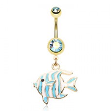 Golden Tropical Stripe Fish Belly Button Ring