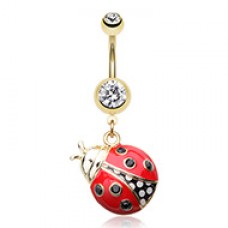 Golden Charming Ladybug Belly Button Ring