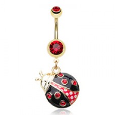 Golden Charming Ladybug Belly Button Ring