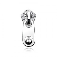 Paved Gem Zipper Reverse Belly Button Ring