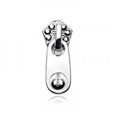 Paved Gem Zipper Reverse Belly Button Ring